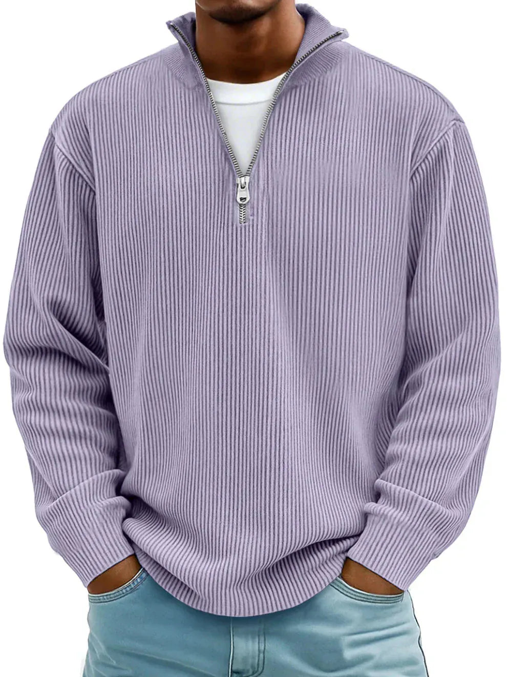 LEVI | Pull côtelé zippé