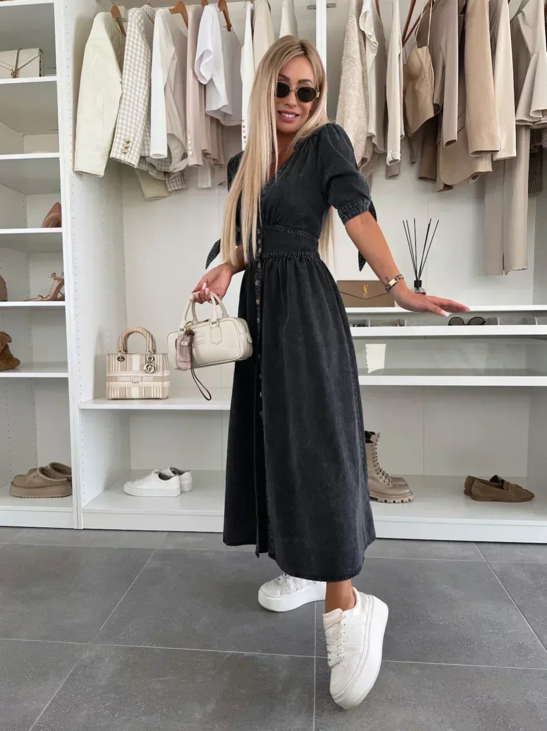 Amélie™ | Robe en denim scintillant en coton