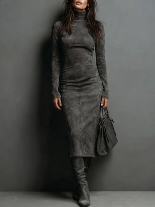 Lorena - Robe midi longue marron
