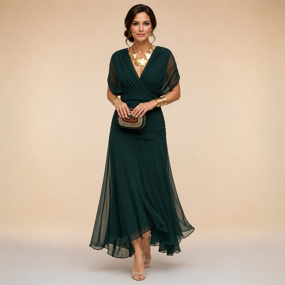 Robe de soirée Madeline™ à manches drapées