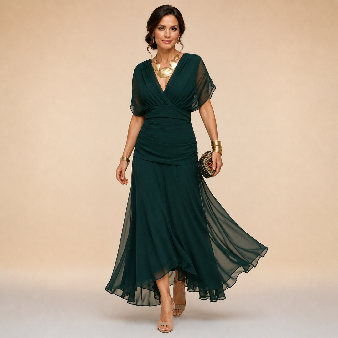 Robe de soirée Madeline™ à manches drapées