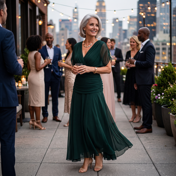 Robe de soirée Madeline™ à manches drapées
