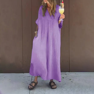 Luna™ | Robe en Coton Mélangé à Décolleté en V
